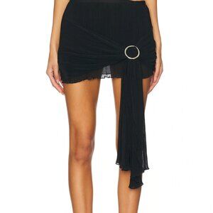 Lioness Womens Black Pleated Wrap Mini Skirt Size S Zip Closure